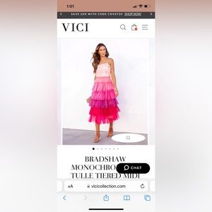 Vici Bradshaw Monochromatic Tulle Tiered Midi Dress - medium size